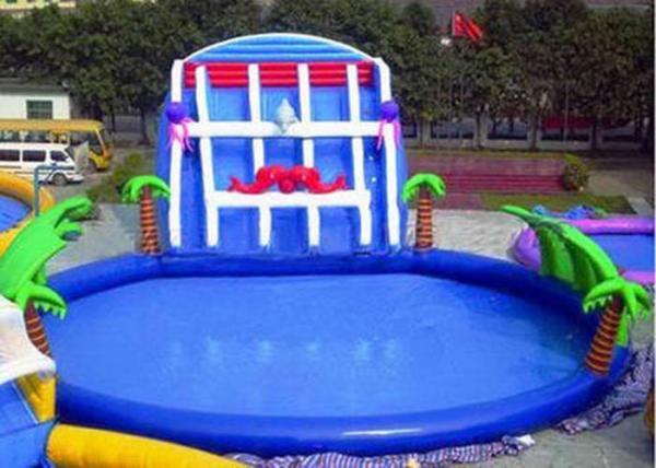 Cheap Palm Tree Inflatable Swimming Pools With Slide , Inflatable Above Ground Swimming Pools for sale