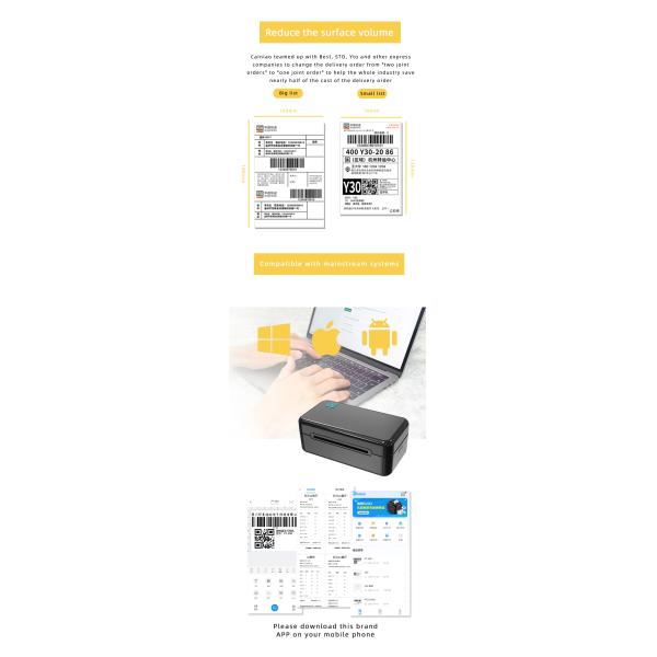 Label Express Waybill Product Price Sticker USB Bluetooth 3 Inch Thermal Barcode Printer For MAC OS Windows Android IOS