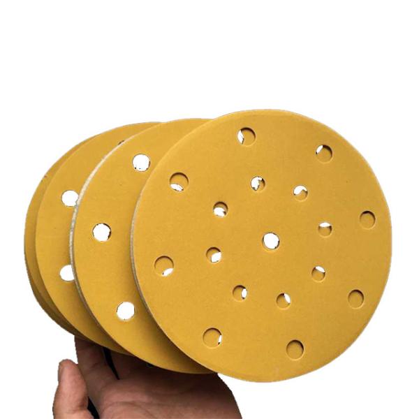 Customized Support 6 inch Yellow Flocking Round Sanding Disc for Automotive Grinding