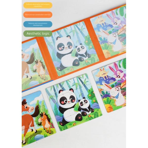 Customized Wood Carton 3 in 1 3d Puzzles Board Games Paper Montessori Educational Learning Jigsaw Book Toys for Kids Boys Girls
