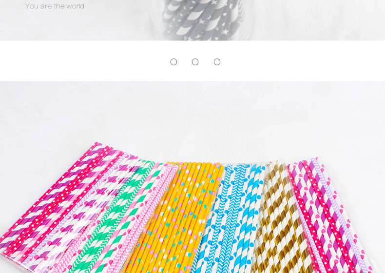 Degradable pulp paper straws 6mm diameter hot foil straws for bar birthday party DIY home decorate