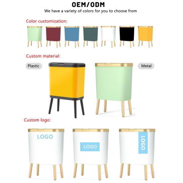 Customized Kitchen Plastic Trash Bin Outdoor Push Top Garbage Can