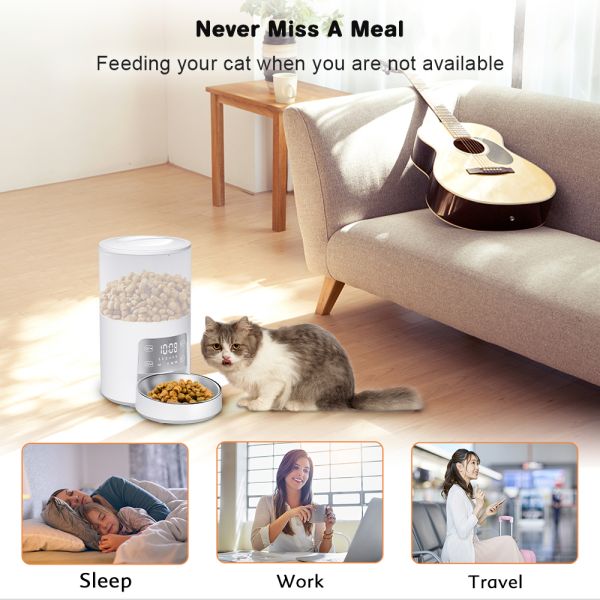 For Cat Dog Smart Automatic Eco-Friendly Stainless Steel Plastic 4L Waterproof IPX5 LCD Display Charge Battery Quadrate Feeder