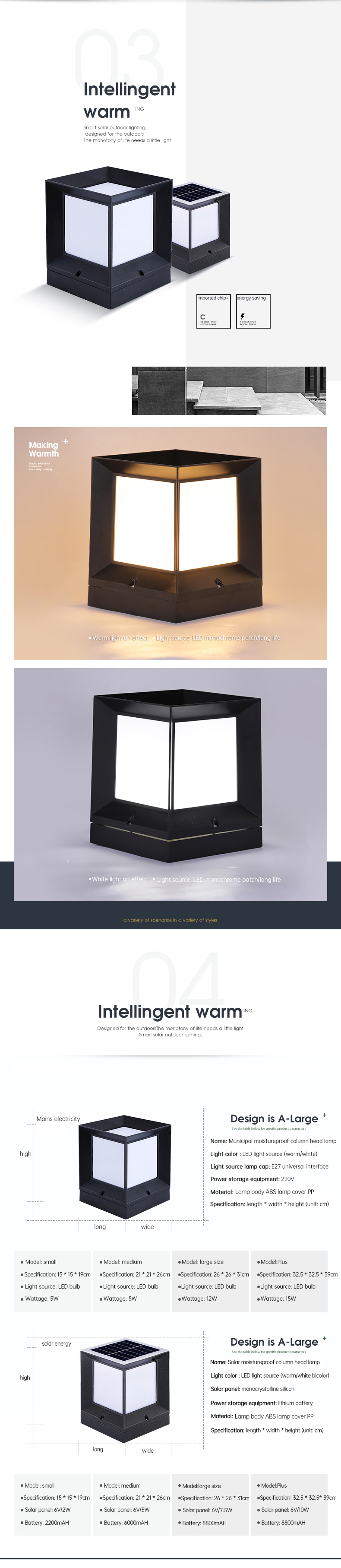 3.7V Black Solar Powered Fence Lights Solar Lantern 80LM For Outdoor Courtyard