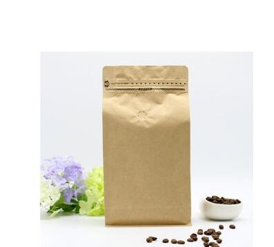 Side gusset flat bottom k paper food bag with zipper, stand up square bottom kraft paper nuts packaging bag