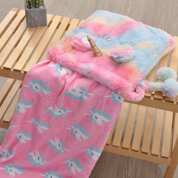 Premium Unicorn Soft Fleece Blanket Breathable 2 In 1 Soft Pillow Case