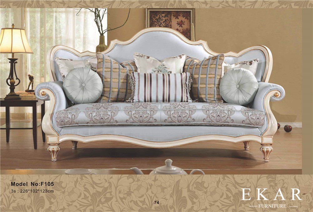 European Classical French Carved 3 Seater Antique Sofa Set Design