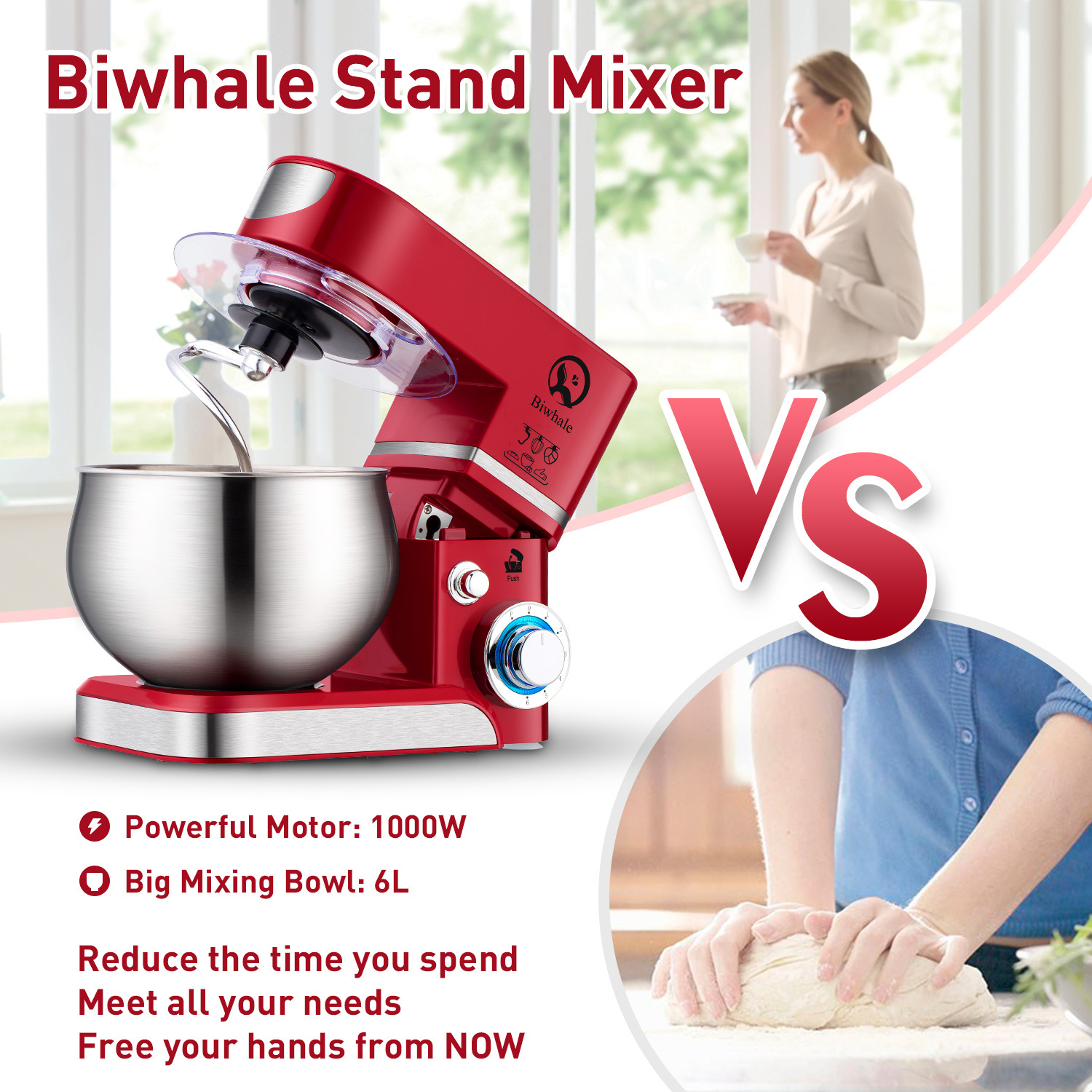 NO App-Controlled 5L Stainless Steel Mixing Bowl Stand Food for Home Kitchen Artisan Mixer