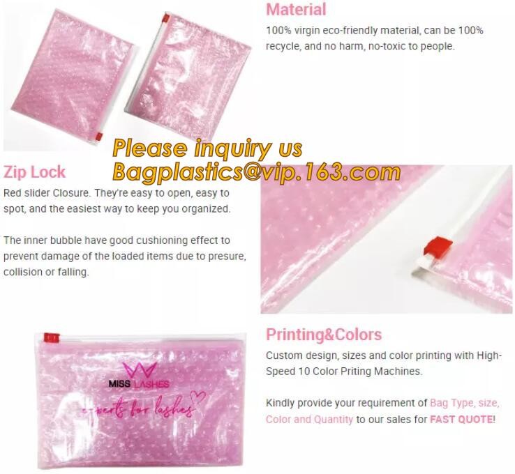 Holographic Zipper Slider Zip Lock Bubble Bag,Cosmetic Zipper Bag/Rose Gold Slider Bubble Bag with Logo,Slider Bubble Zi