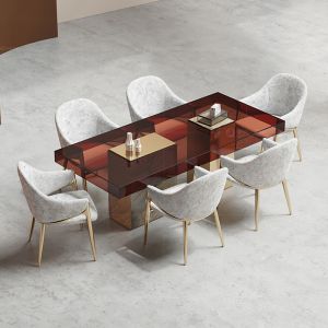 Quality SS Tempered Glass Chair Dining Table Restaurant Canteen Furniture Set wholesale