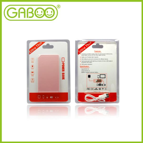 HG-D408 4000mAh slim power bank with integrated cable
