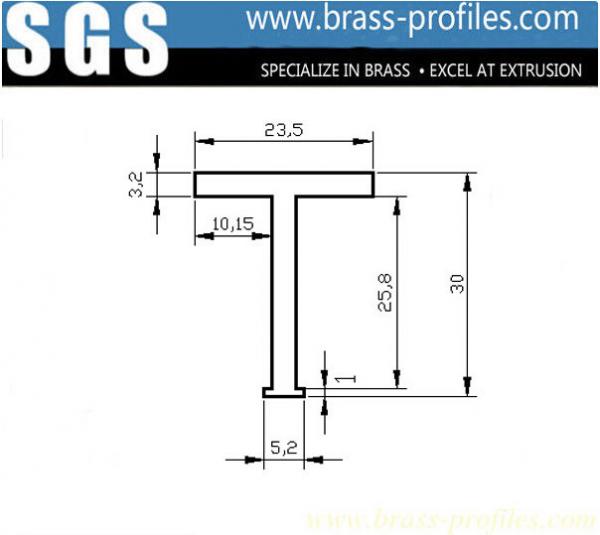 Cheap 30mm x 24mm Solid Brass Flat T-bar Industrial Copper L Profiles for sale