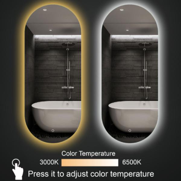 Wall Mounted LED Bathroom Mirror Anti Fog Dimmable Adjustable Light