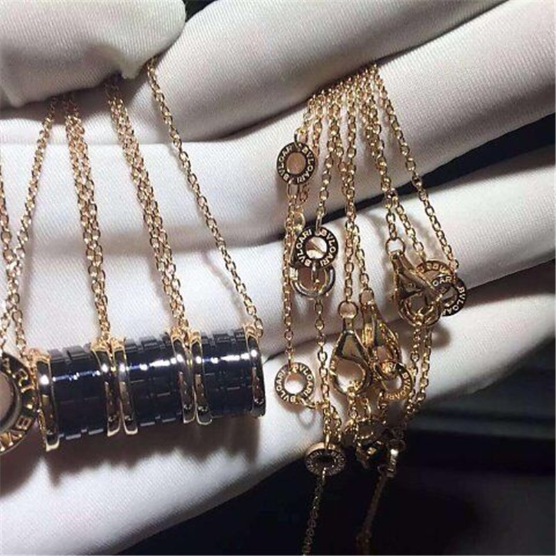 B Luxury jewelry factory high-quality necklace 18k gold white gold yellow gold rose gold Black ceramic inlay necklace