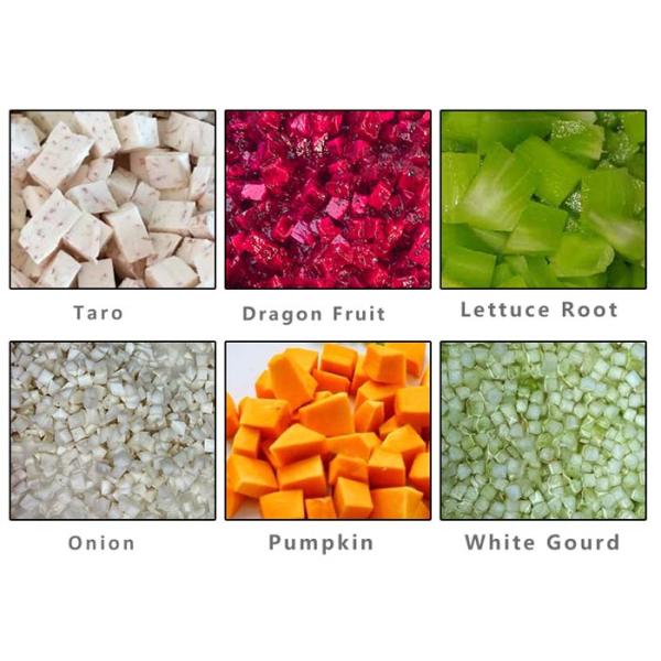 Three Dimension Commercial Vegetable And Mushroom Dicing Machine 1000kg/H With Large Inlet