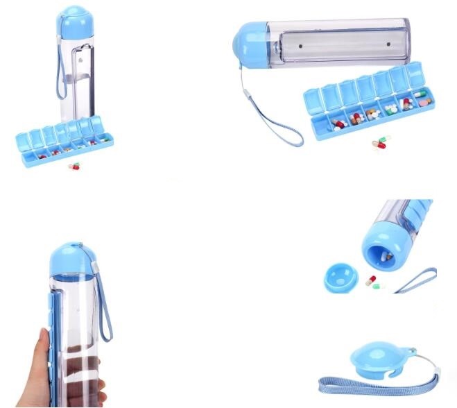 28 compartment column shape plastic pill storage box with pill crush box, Conventional eco-friendly 4 grids plastic trav
