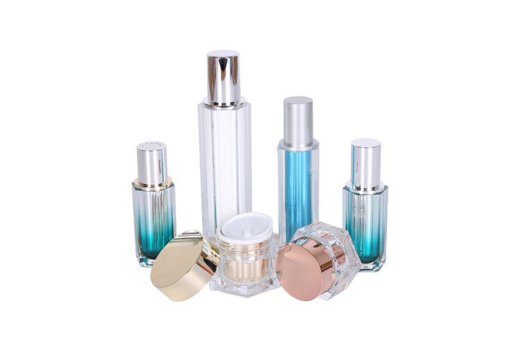 Gradient Color Acrylic 30-50-100ml Polygon Lotion Bottle 30-50g Cream Jar Skincare Cosemtic Packaging