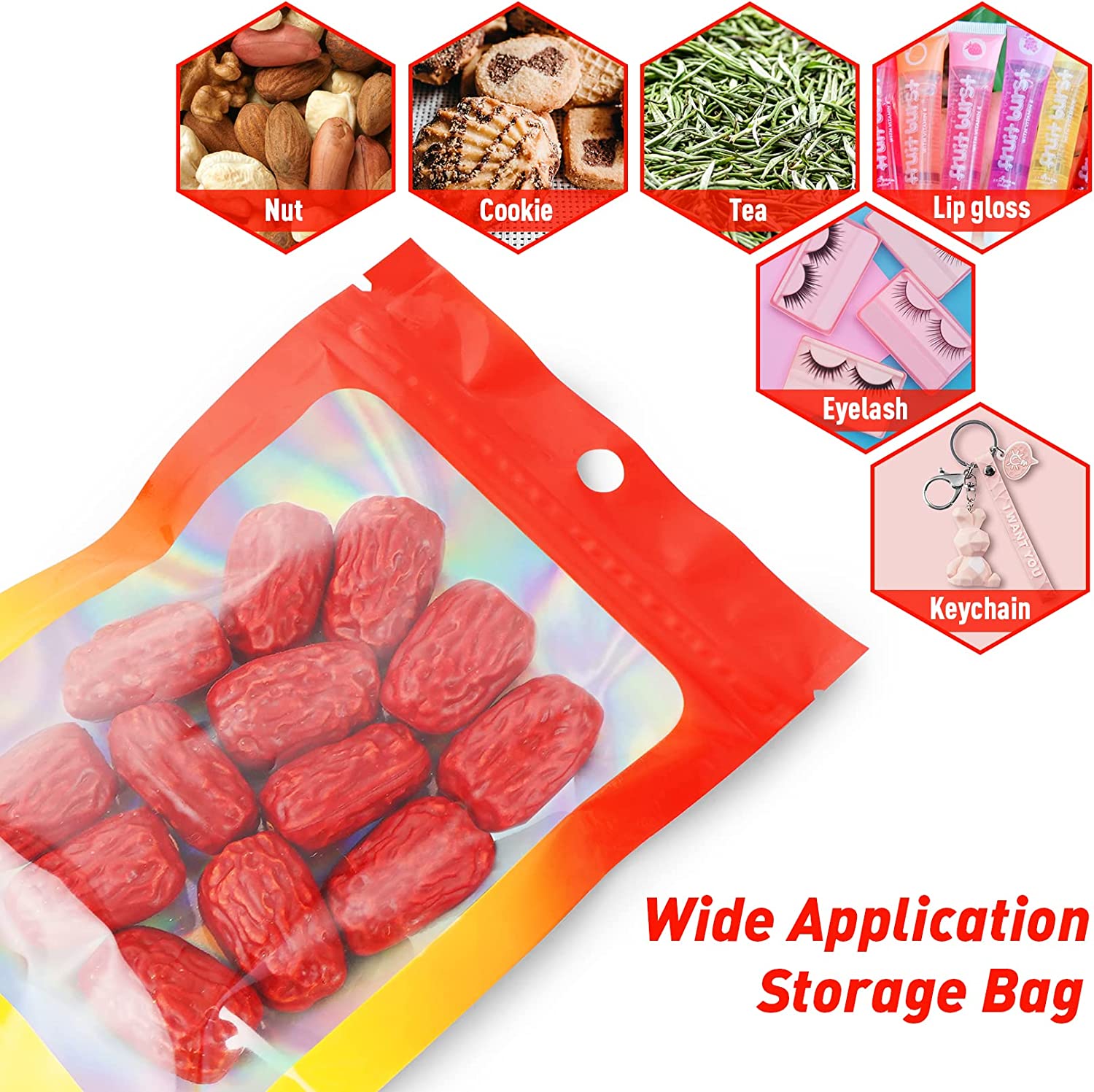 3 X 4 Inches Food Storage Smell Proof Bags Meals Holographic Packaging Bags