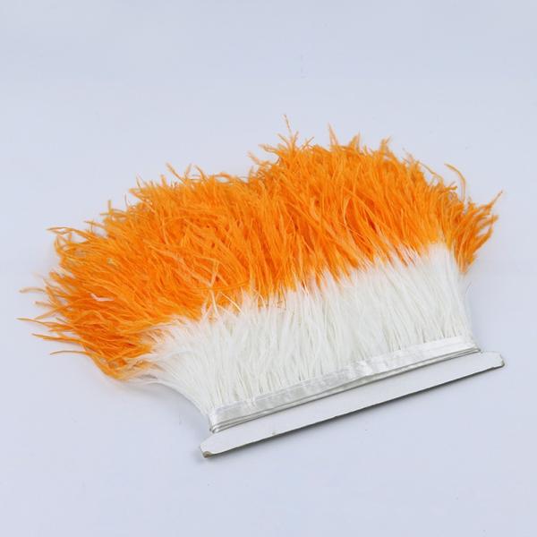Two Tones Colour Ostrich Feather Fringe Trim With Satin Ribbon 1 Yard Length