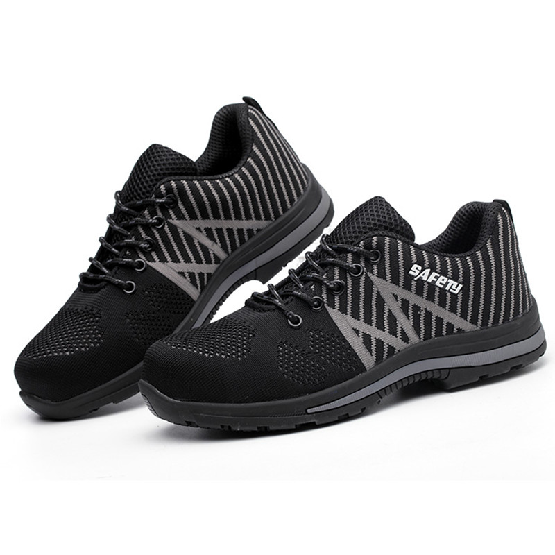 Lightweight Mesh Mid Cut Oil Resistant Work Boots Industrial Men'S Steel Toe Steel Plate Safety Shoes