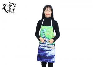 China Custom Pastoral Oil Painting Apron Houseware Items , 3D Photo With Visible Center Pockets Digitally Printed Apron on sale