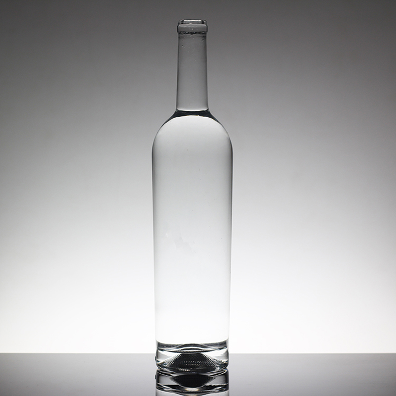 Glass Collar 750ml Acid Etch Vodka Bottle with Clear or Customized Color in Heze