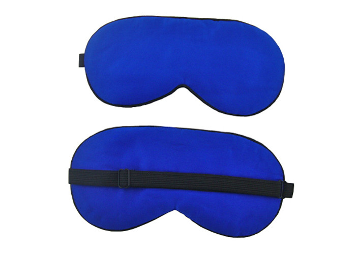 Blue Color Flight Sleep Blindfold Eye Shade Silk Material With Adjustable Elastic