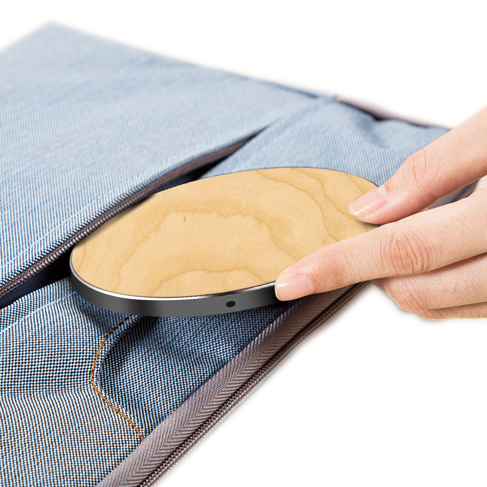 Qi Wooden Wireless Charger 10W With 2-10mm Charging Distance