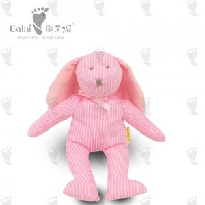 China OAINI OEM ODM Pink Plush Stripe Bunny Toy EN71 Loveable  Soft Sitting Animal Toy Huggable Soft Rabbit Toy on sale