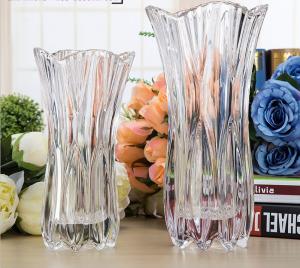 Quality Royal Glass Crystal Transparent Glass Vase Flower Decoration Machine Press wholesale