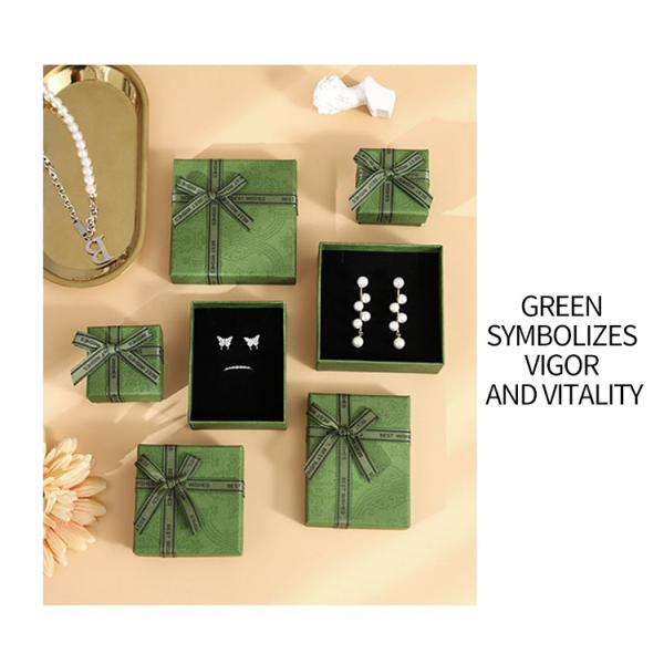 Luxury Green Jewelry Drawer Box Lid And Base Type For Necklace Bracelet Earrings Ring