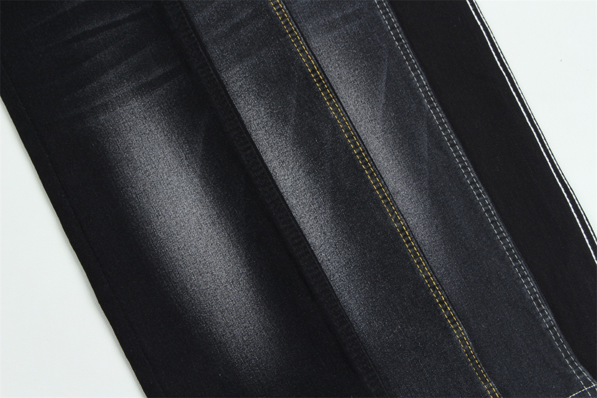Full Lycra Satin Weave Black Black High Stretch Denim Fabric