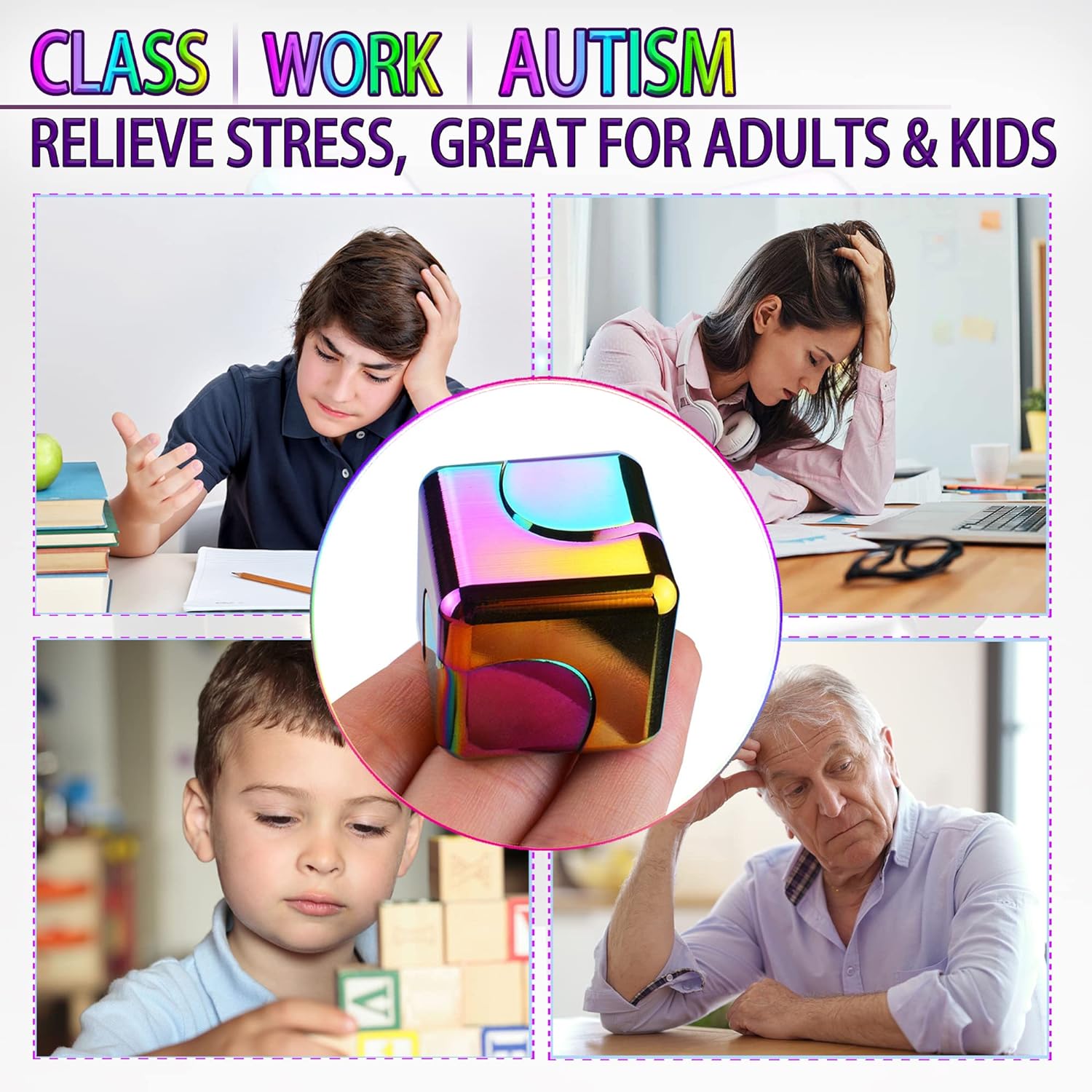 ADHD Teens Metal Fidget Spinner Toys Cube for Stress Relief Anxiety Relief