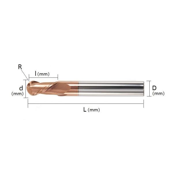 BALL NOSE SIZE 4 Flute Carbide Ball Nose End Mill Tisin Coating For Stainless Steel