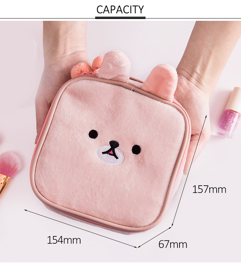 Portable Zipper Clutch Coin Purse Cute Plush Pouch Bag For Girl
