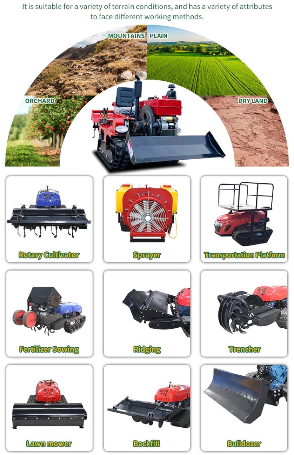 25Hp 35 Hp Mini Tractor Crawler Type Multi Purpose Farm Mini Tractor