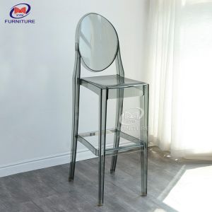 Quality Party Ghost Smoke Grey Plastic Bar Stools Chair With Backs wholesale