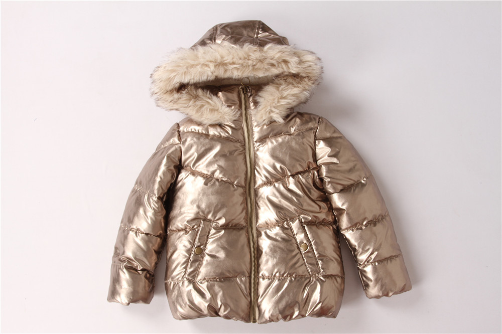Kids Coats, Children's Coats, Metalic Shinny material, Coral Fur Lining