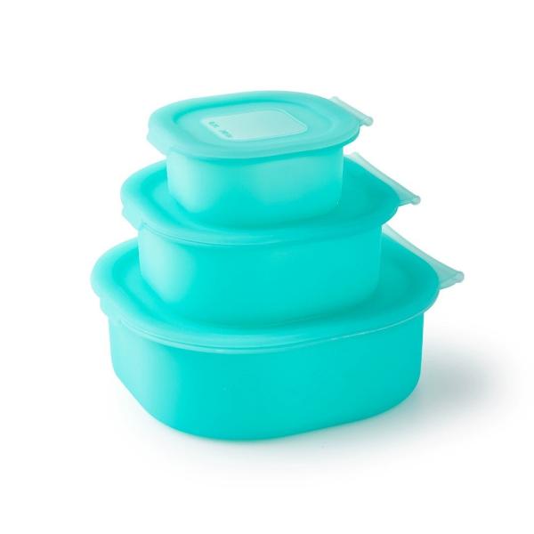 3-Pack Square Silicone Food Storage Containers – Food-Grade, BPA-Free, Microwaveable And Dishwasher Safe, Leakproof Lids, Space-Saving Stackable