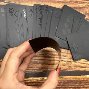 China PVC Waterproof Plastic Playing Cards , Custom Logo Black Poker Card on sale