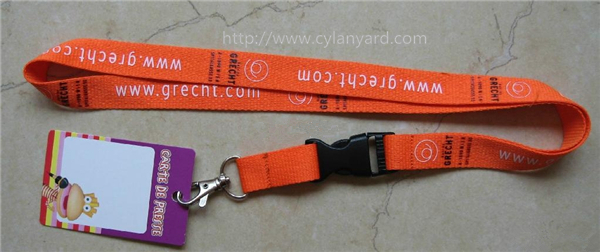 Bespoke printed polyester lanyard ribbon with ABS release buckle and breakaway buckle,