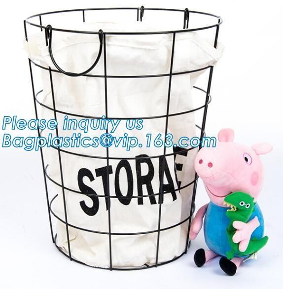 decorative laundry metal wire material storage basket, Vintage Metal Chicken Wire Removable Fabric Hanging Storage Baske