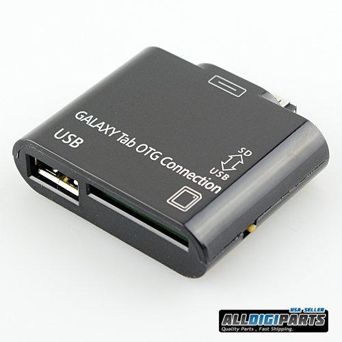 Cheap Portable 2in1 Samsung GALAXY TAB OTG Connection Kit With USB / Memory Card Port for sale