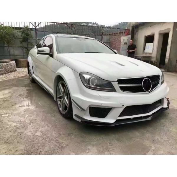 For Mercedes W204 C63 Body Kit W204 Upgraded Black Series Style Front and Rear Bumper Hood Widebody Kit
