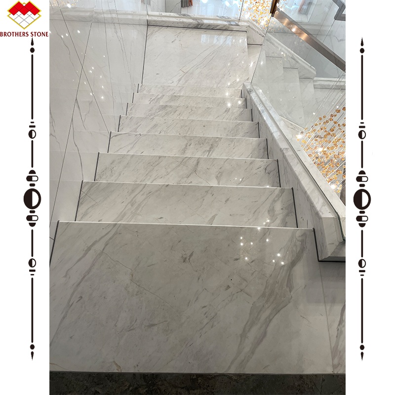 Countertop Wall Panel Flooring Tiles Luxury Drama White Stone Volakas Marble Staircase