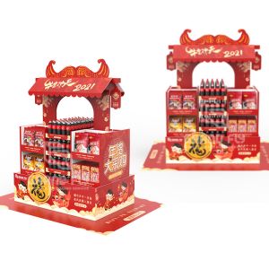 K3 Corrugated Food Festival Retail Cardboard Displays Shelves Offset Printing