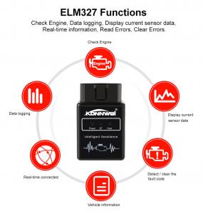 Quality KONNWEI KW912 Universal Bluetooth ELM327 OBD II Code Reader for Android in Black wholesale