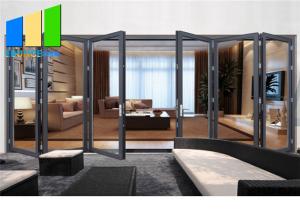 China Double Glazing Lowes Bi Fold Door Accordion Aluminum Glass Patio Exterior Folding Door on sale