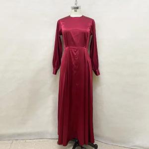 China Turkey Arab Oman Elegant Satin Dress Long Sleeve For Women Muslim on sale