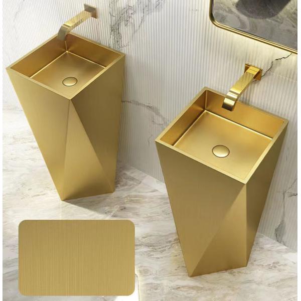 Brushed Finish Irregular Stainless Steel Pedestal Sink Floor Standing For Bathroom